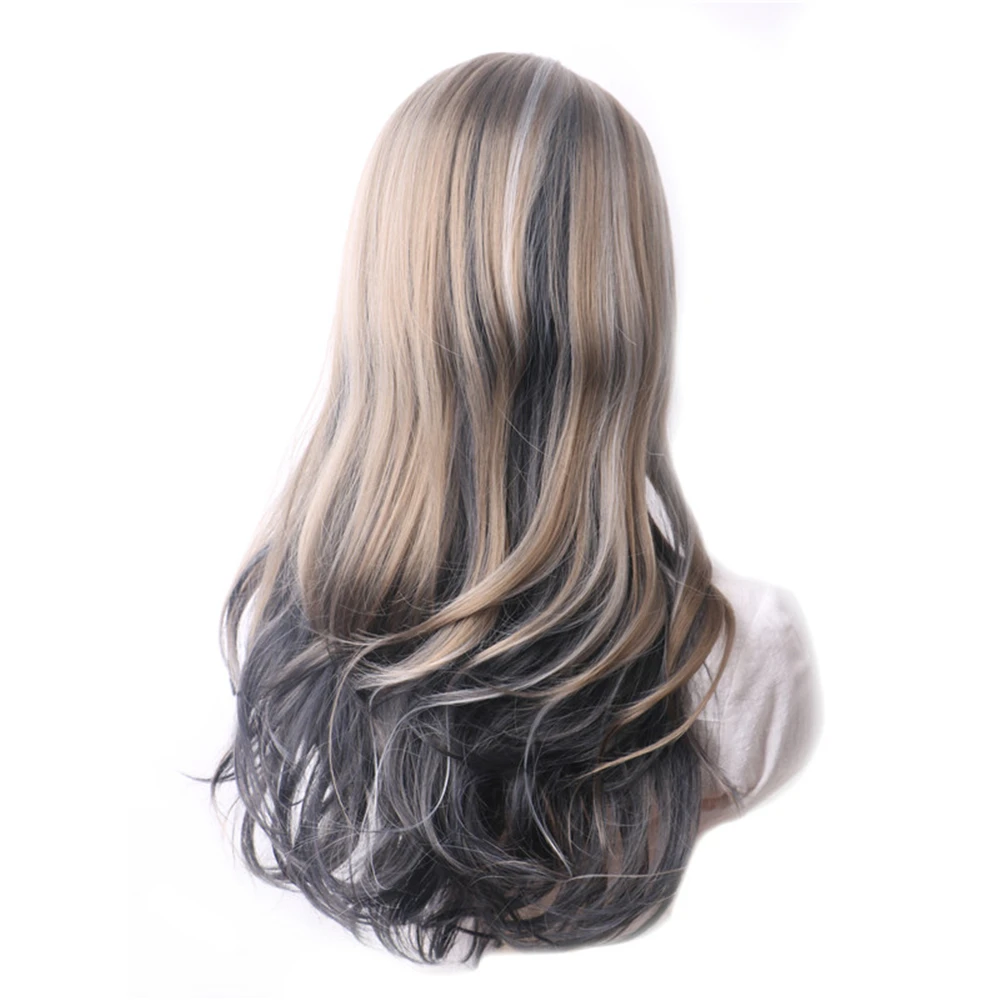 

WoodFestival Synthetic Hair Wigs For Women Long Cosplay Wig Female Wavy Purple Ombre Blonde Black Red Blue Orange Green Pink