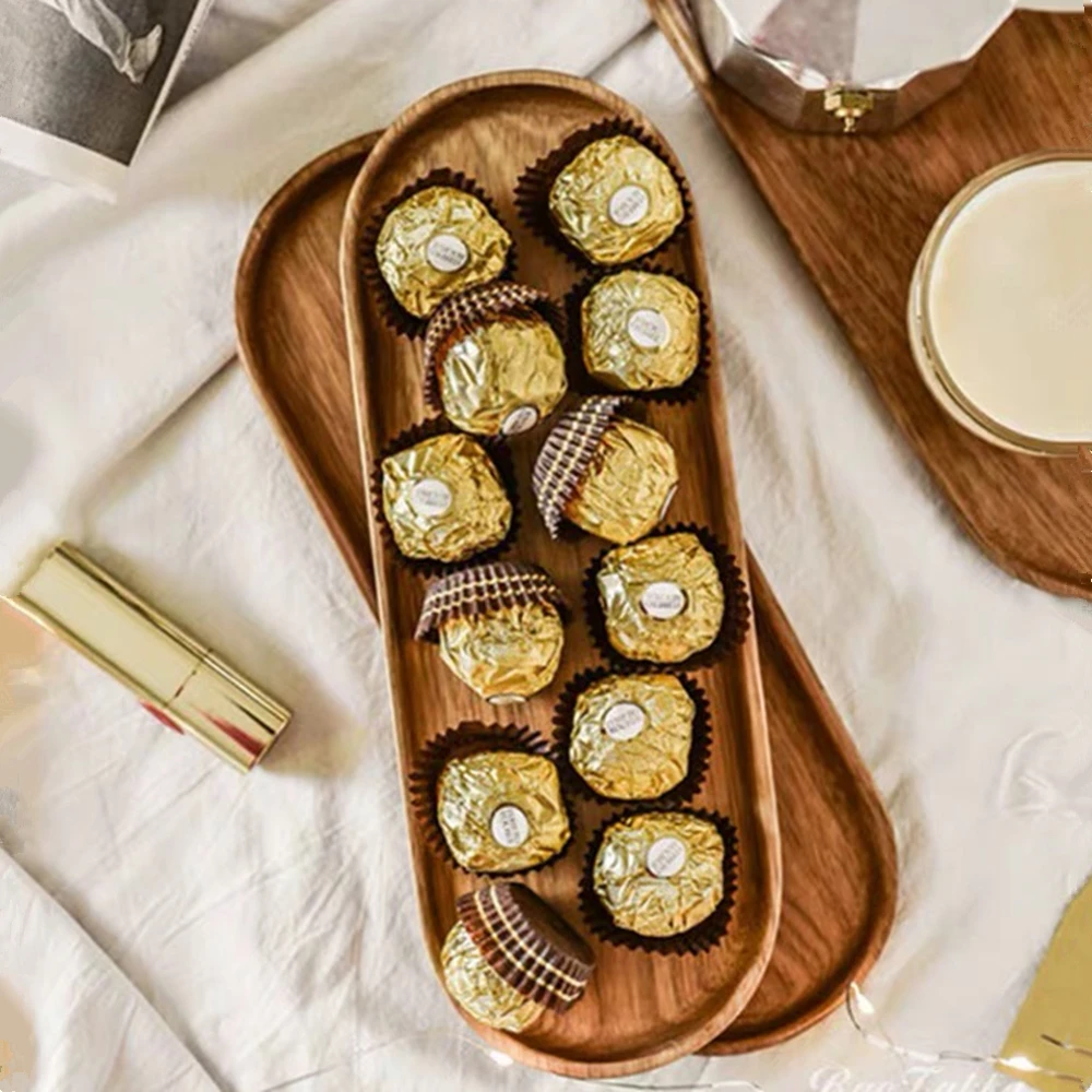 Деревянная посуда фруктовая десертная тарелка овальные тарелки из массива