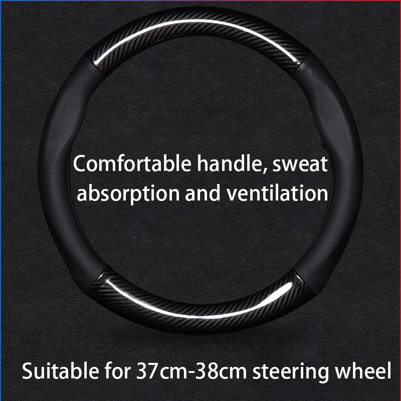 

Universal volante do carro capa de couro de fibra de carbono de alta qualidade protetor de volante 38cm/15 "anti-deslizamento re
