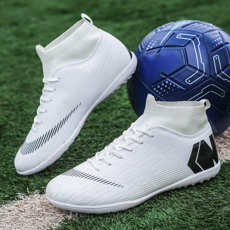 Indoor Breathable Soccer Shoes Mens Football High Ankle Training Cleats Sneakers Kids Original Turf Boots | Спорт и развлечения