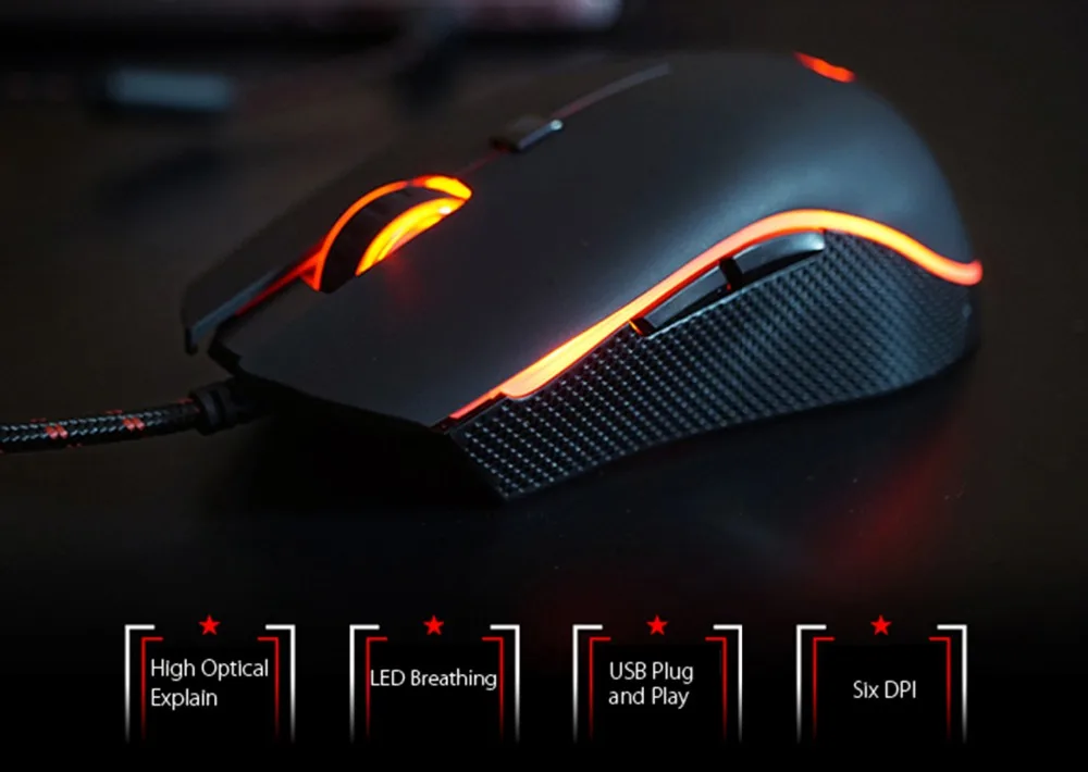 Motospeed V40 профессиональная игровая Мышь USB Проводная оптическая геймера 3500 Точек