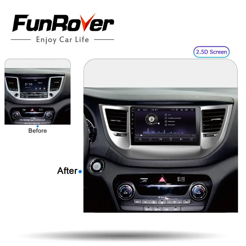 FUNROVER android 9 0 2.5D + IPS Автомобильный dvd плеер для Hyundai Tucson ix35 2015 2016 2017 радио gps Навигация