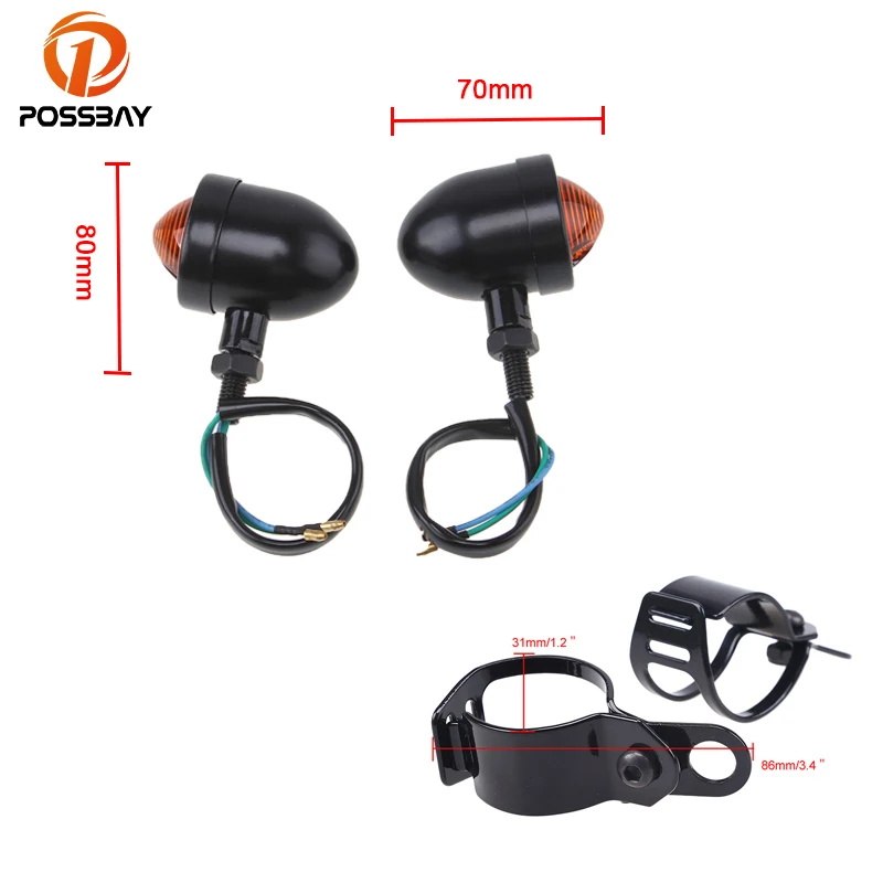 POSSBAY Motorcycle Turn Signal Light Indicator Blinker Flasher for Suzuki Harley Bobber Chopper Honda Custom Lamps |