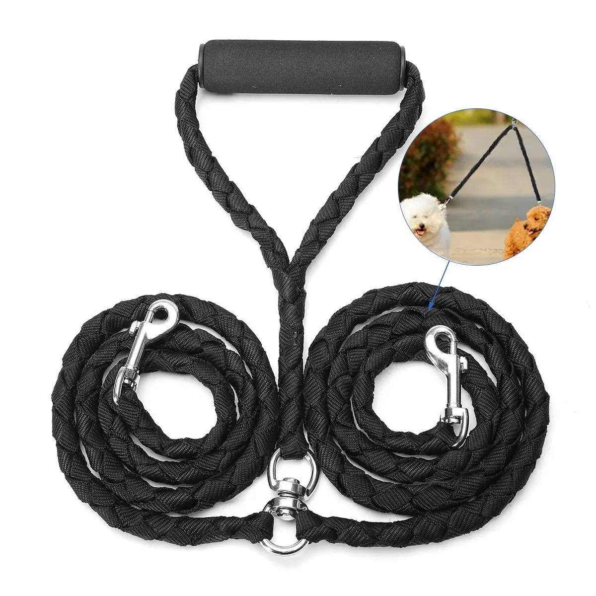 

Поводок для собак, 2 собаки, двойной поводок Focuspet 4,6 футов, 2 способа, без спутывания, двойной поводок для питомцев и щенков, большой цвет, PL005