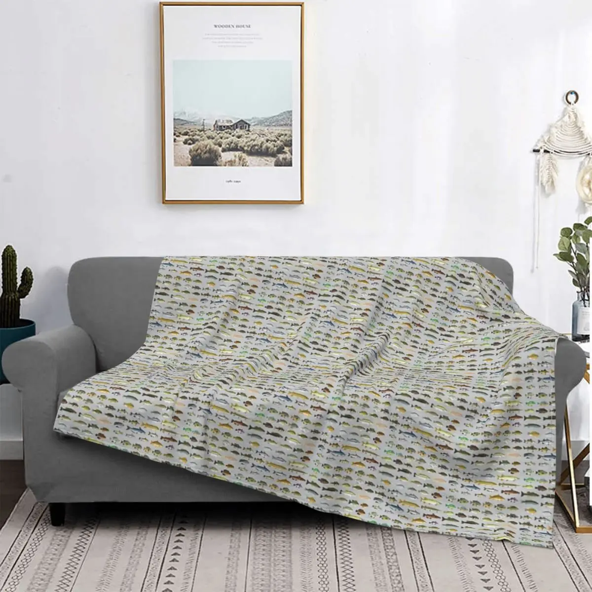

North American Freshwater Fish Group Blanket Bedspread Bed Plaid Throw Bedspread 150 Muslin Blanket Weighted Blanket