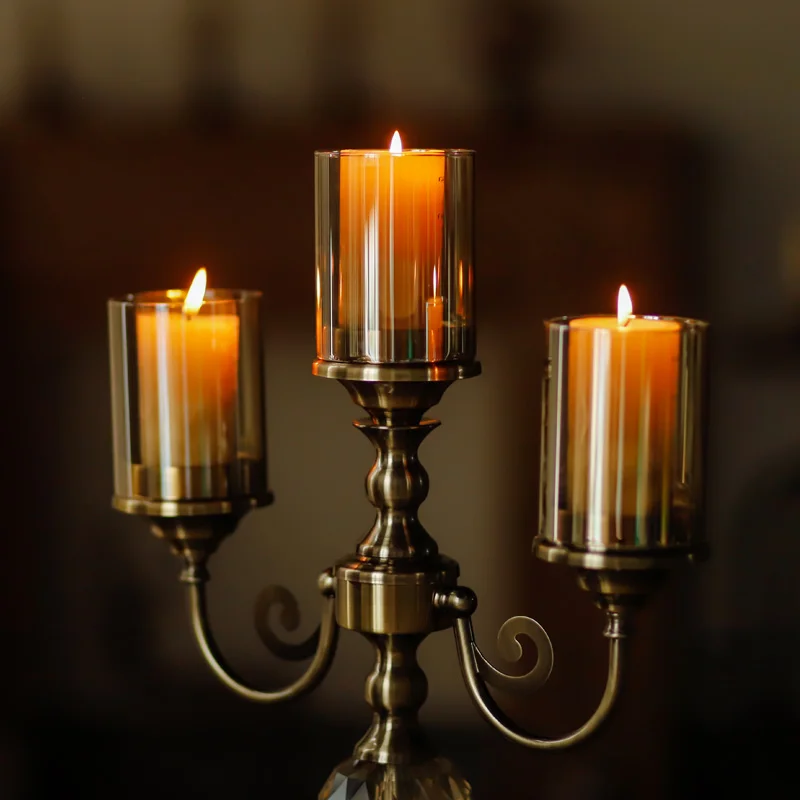 Элегантный простой стеклянный цилиндр Candelabra ветрозащитный подсвечник в