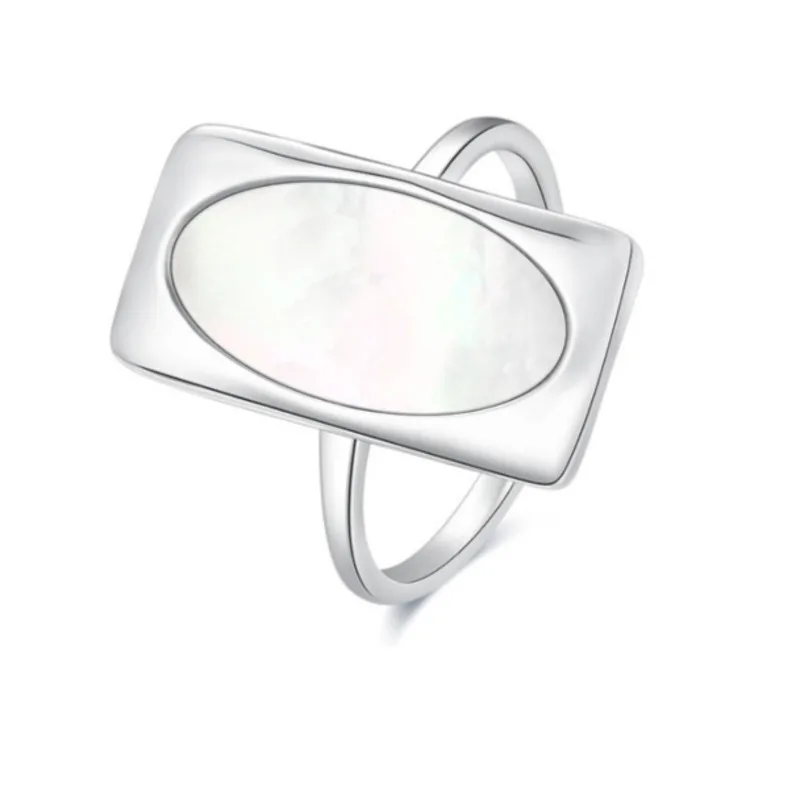 

925 Sterling Silver Korean Oval Shell Rings Gift For Women's Opening Adjustable Minimalist Personalized Ring Design Jewelry
