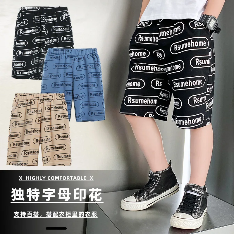 

Teen Loose Beach Letter Short Teenager Summer Short Pants Children Casual Bottom Pants for Baby Boys Letter Print Sport Shorts