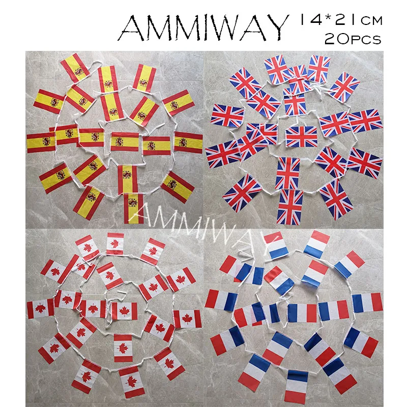AMMIWAY 14x21 см 20 шт. флаги Испании Великобритании страны мира флажки Канада Франция