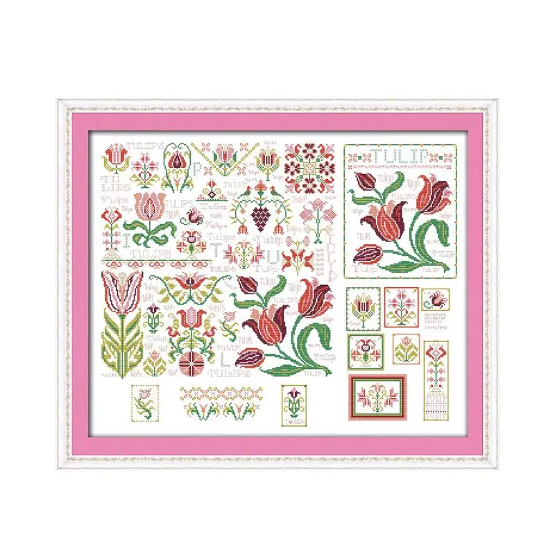 

The dream of tulips cross stitch kit flowers Aida count 18ct 14ct 11ct print embroidery DIY handmade needlework supplies bag