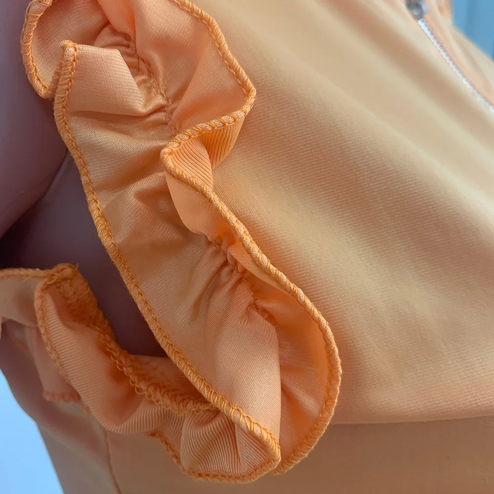 

Women Ruffle Short Set Summer Clothing Sleeveless Zipper Crop Top Ruffled Pencil Pants Shorts Party Outfit Club 2 Piece Sets