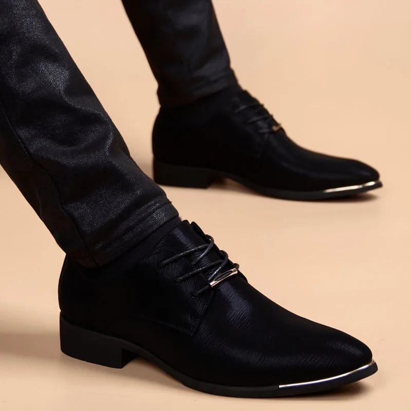 

Business Men Leather Shoes Fashion Formal Dress Shoes Men Breathable Pointed Toe Office Wedding Shoes Flats chaussure homme