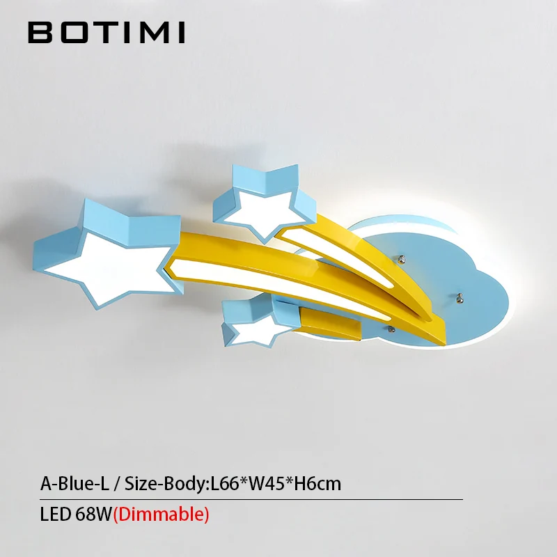 A-Blue-L Dimmable BOTIMI детский потолочный светильник в форме звезд для спальни, мультяшный облачный светильник для мальчиков, милый розовый потолочный светильник для девочек - Цвет корпуса: A-Blue-L Dimmable