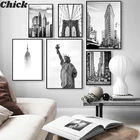 Плакаты и принты на холсте с изображением статуи Свободы Нью-Йорка, черно-белые настенные художественные картины, декоративный плакат для гостиной