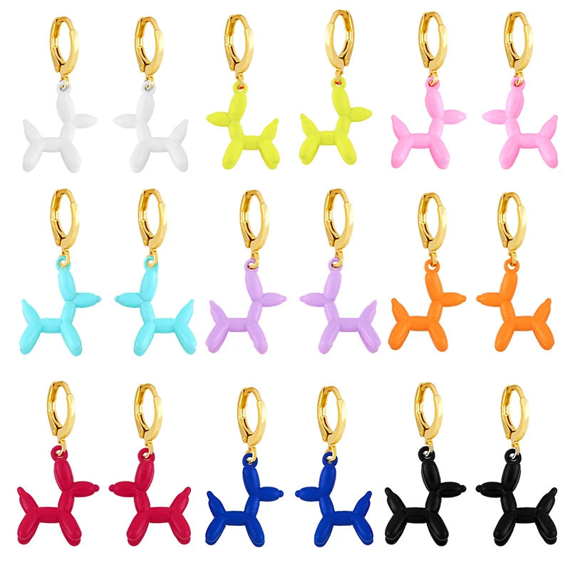 

Y2K Cute Small Balloon Dog Drop Earring Dainty Enamel Cartoon Animal Hoop Earring For Best Friend Trendy Friendship Jewelry Gift