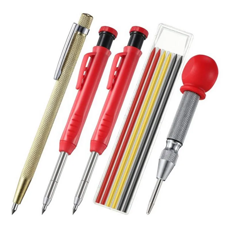 

10pcs Carpenter Pencils Marker And Automatic Center Punch Tool Marker Marking Tool For Construction