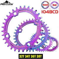 motsuv colorful round oval narrow wide chainring mtb bike 104bcd crank 32t 34t 36t 38t chainwheel single speed tooth plate parts