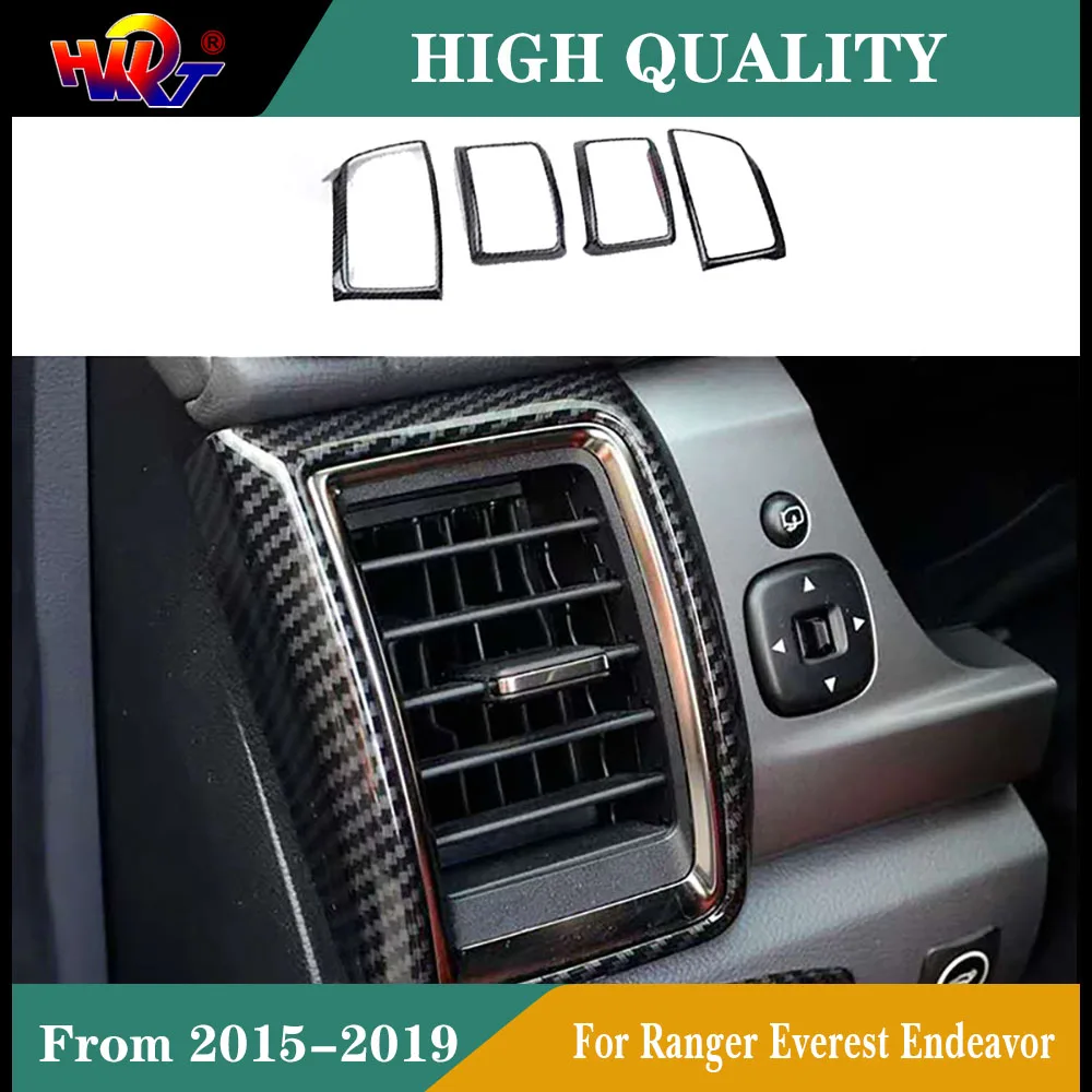 

For Ford 2015 2016 2017 2018 2019 Ranger Everest Endeavor wildtrak 4pc color Carbon fiber Air Conditioning Dashboard Vent Cover