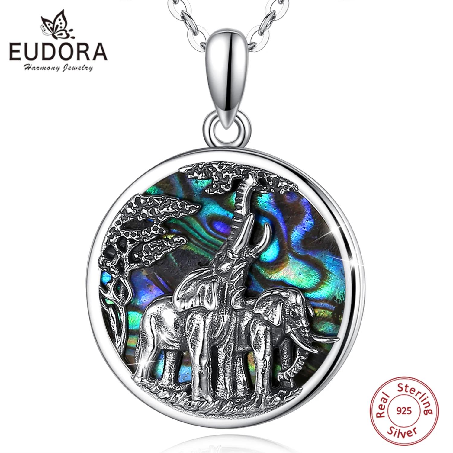 

Ожерелье Eudora из серебра 925 пробы, с ракушками морского ушка, со слоном, для матери, устрицы, с животными, цветное, изящное, ювелирное изделие д...