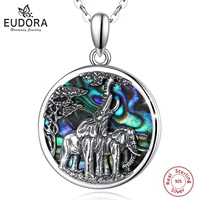 eudora 925 sterling silver abalone shell elephant necklace mother oyster animal blue colorful fine necklace jewelry for partner