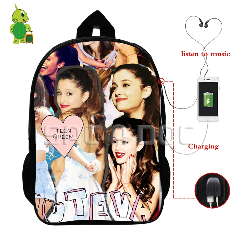 Ariana большая сумка-рюкзак знаменитая звезда Многофункциональный usb зарядка Разъем для наушников школьные сумки для подростков женщин мужчин повседневные дорожные сумки - Цвет: 20