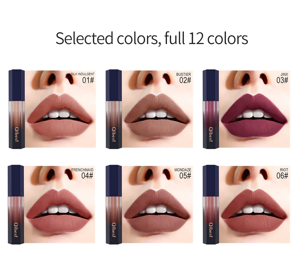 Стойкий Блестящий антипригарный блеск для губ 12 цветов| |