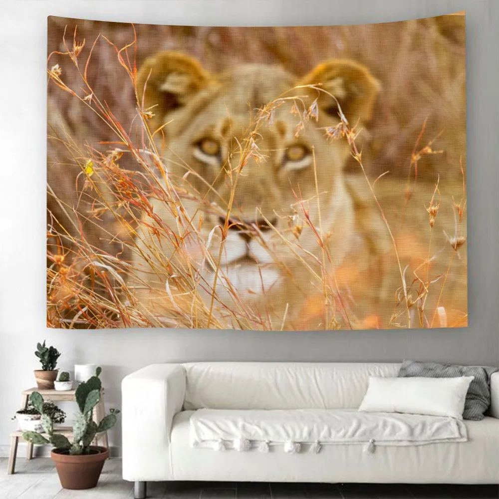 Принтом Тигр львиный гобелен современный на стену для домашнего декора