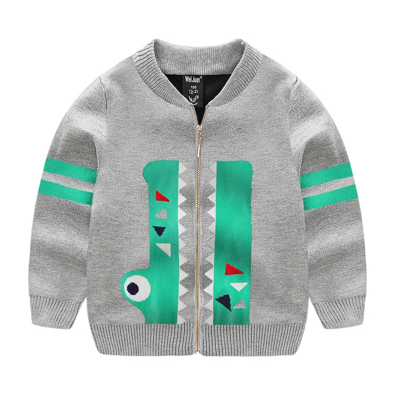 

Children's cartoon crocodile knitted zipper cardigan autumn and winter clothes boys and girls sweater turtleneck sweater