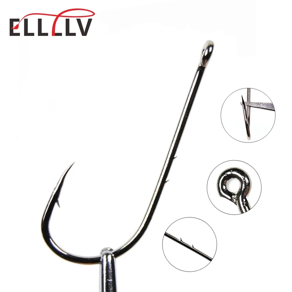 

50PCS Baitholder Fishing Hooks High Carbon Steel Barbed Fish Hook Worm Pond Fish Bait Holder Size 10 12 14 1/0 2/0 3/0 4/0 5/0