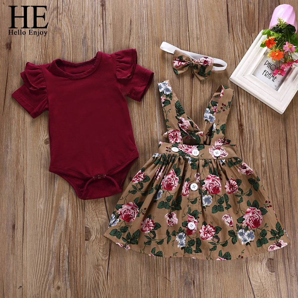 LL1641 HE Hello Enjoy/комплекты одежды для девочек; топы без рукавов в горошек с бантом для девочек; юбка принцессы на подтяжках; костюмы для маленьких девочек; детская одежда - Цвет: LL1641