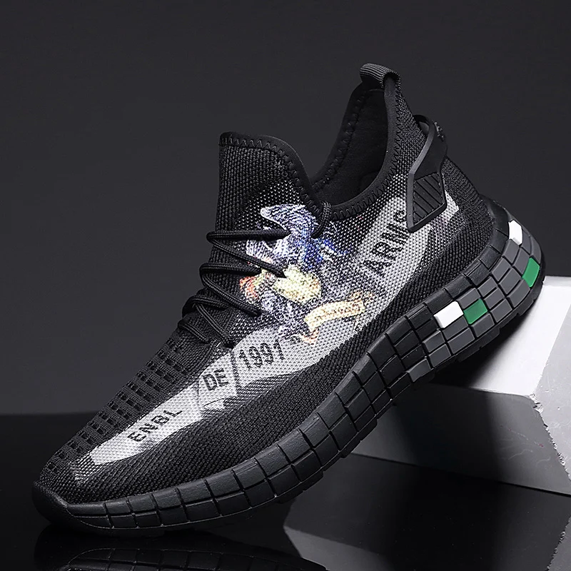 NIKEZI/мужские повседневные сетчатые Лоферы без шнуровки с 3D принтом Flyknit легкая