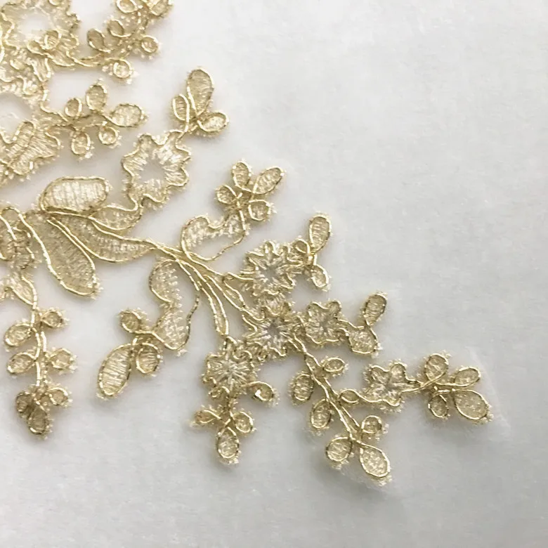 2 шт/30*15 см золотой цветок кружева аппликация с кружевной отделкой свадебное