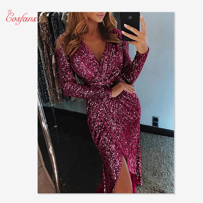 Женское вечернее платье с блестками блестящее женское сексуальное облегающее