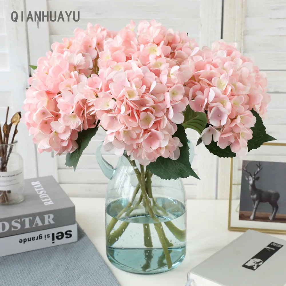 

Silk Artificial Hydrangea Flowers Bridal Bouquet Home Decor Vase Fake Plant Garland Wedding Birthday Party Room Table Decoration