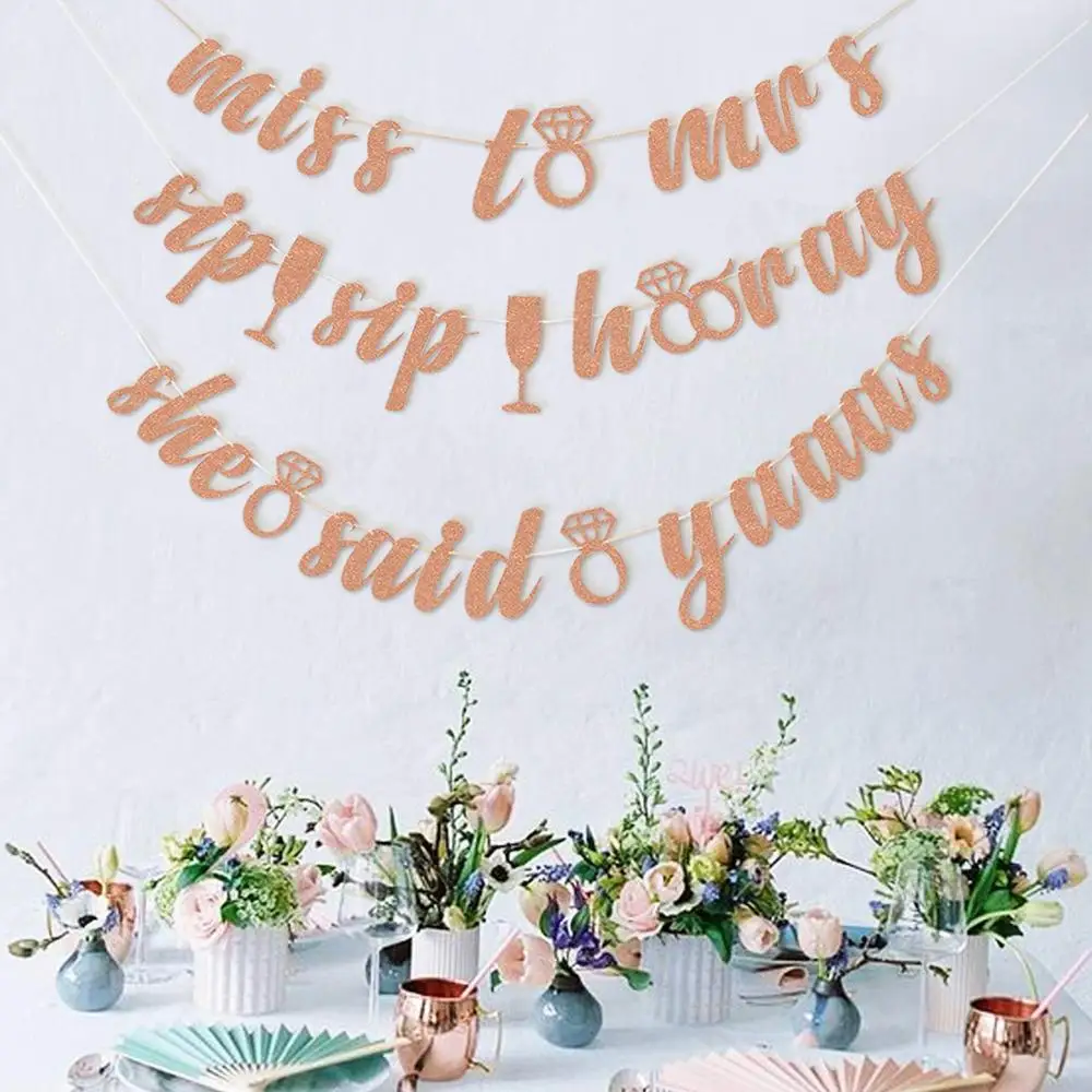 Розовое золото девичник баннер из розового золота блеск свадебный душ Обручение