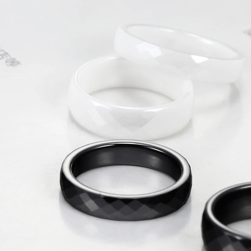 

New 4mm Light Pink Black White Beautiful Hand Cut Ceramic Ring For Woman Top Quality Jewelry Without Scratches Woman Ring