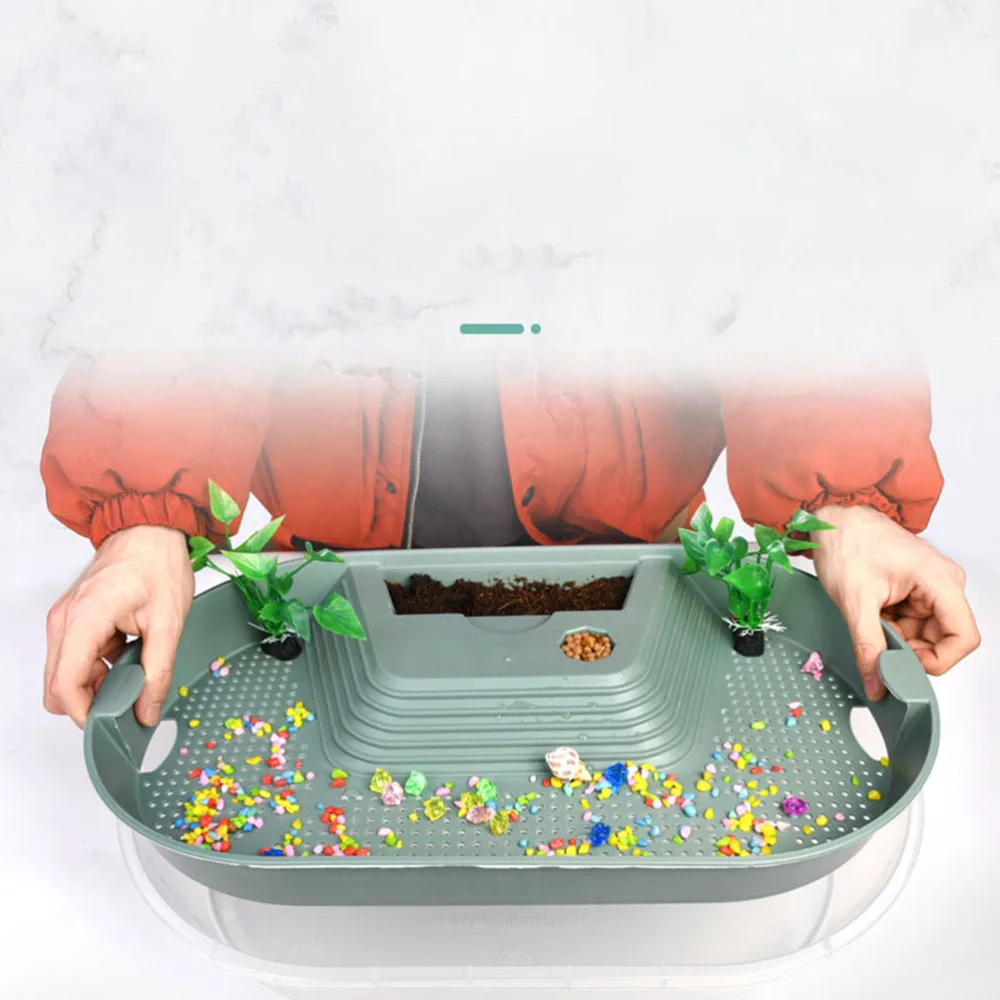 

Turtle Tank Aquarium Reptile Habitat Tank with Platform and Swimming Area