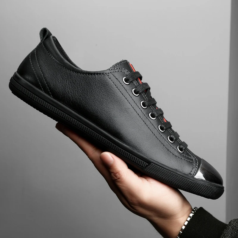 

Genuine Leather Men's Shoes Luxury Fashion Lace-Up Shoes Outdoor Boutique Design Casual Sneakers Trend Men Skateboard Shoes