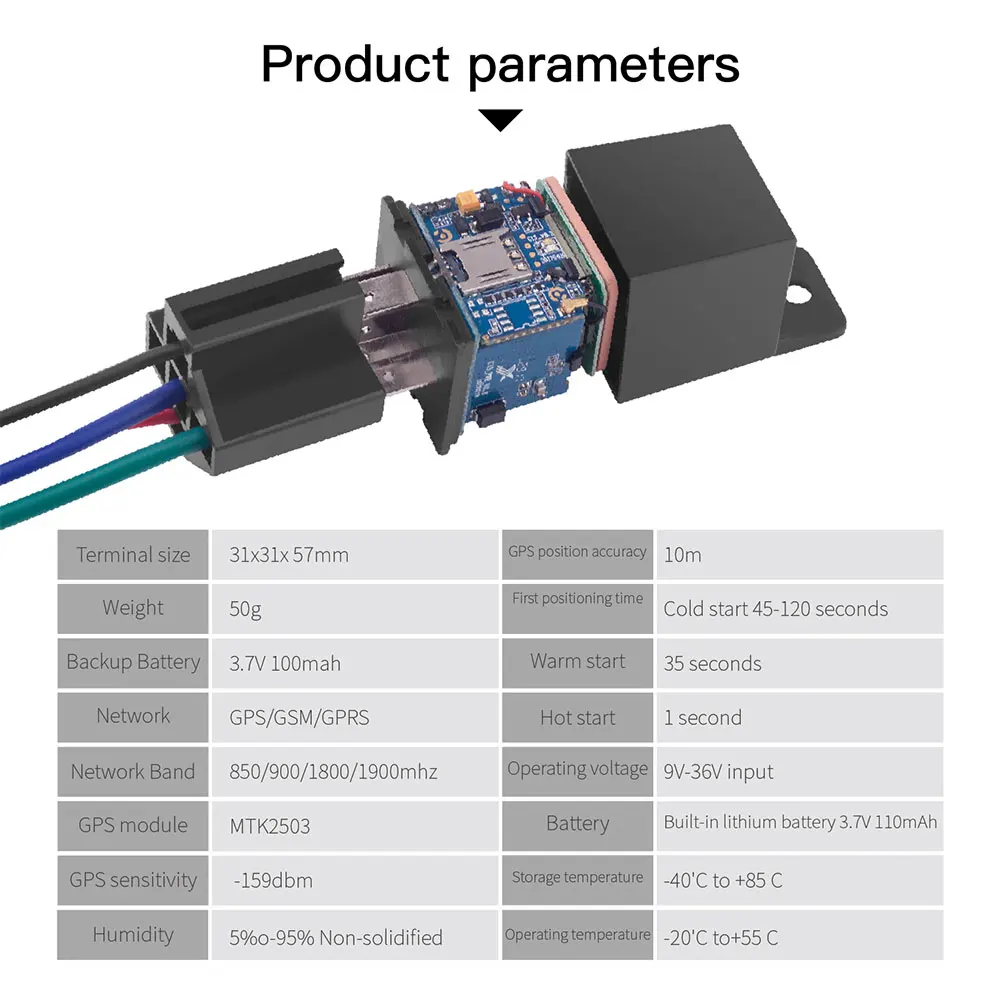 

Real Time GPS Tracker Car Tracking Device Tracker Relay Locator Motorcycle Car Auto Tracking Anti-theft Device Car Accessories