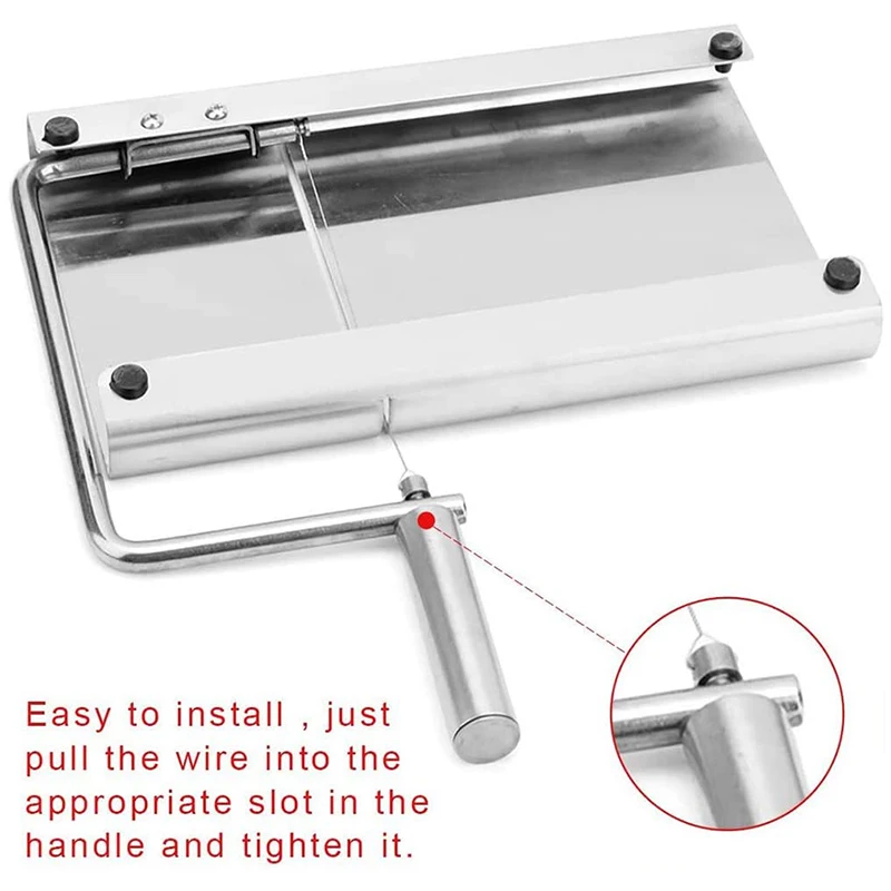 

Stainless Steel Modern Cheese Slicer, Durable Cutting Board,with 5 Replaceable Wires Kitchen Cheese Butter Food Slicer