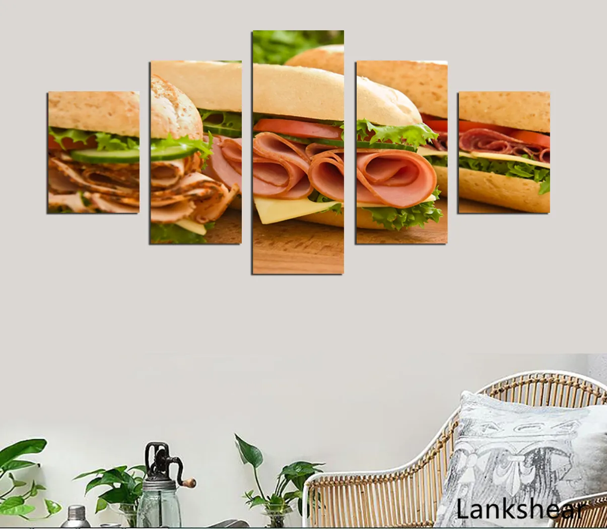 Печать на холсте картина овощи сэндвичи плакаты настенное искусство стену