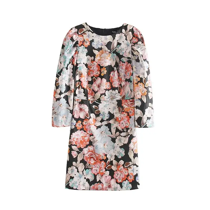 Vadim женское ретро платье с цветочным принтом сзади на молнии круглым вырезом и
