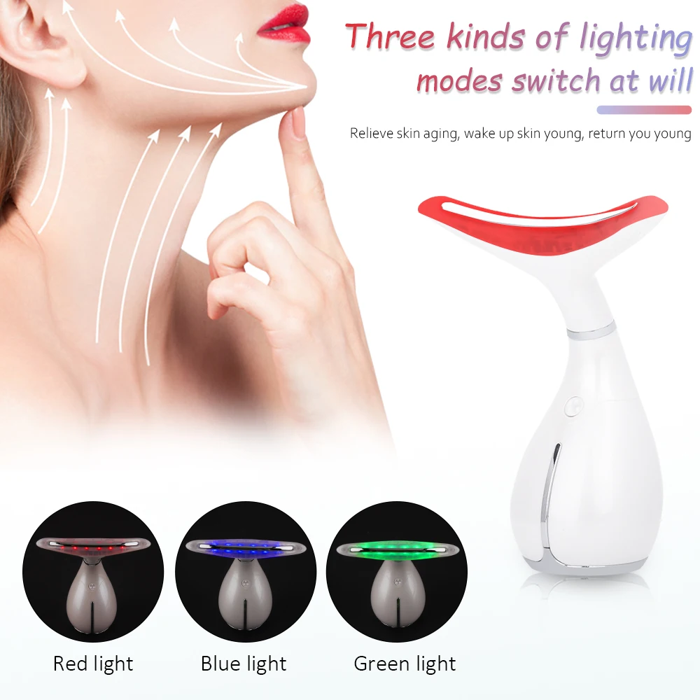 

LED Photon Therapy Neck Facial Lifting Massager Reduce Double Chin Heating EMS Skin Tighten Anti-Wrinkle Remove Neck Device