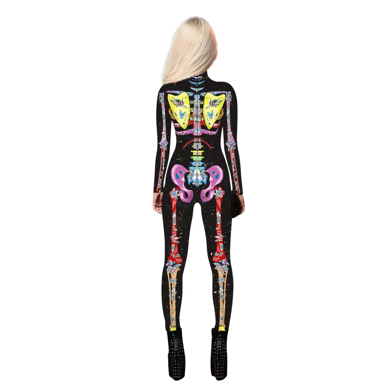 

Skeleton Sexy Women Devil Ghost Jumpsuit Party Carnival Scary Skull Cosplay Day Of The Dead Bodysuit Halloween Costume C41C62
