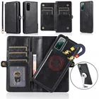 Мульти слот для карт памяти с двумя молниями кожаный откидной чехол-кошелек с подставкой для Samsung Galaxy S20 S21Ultra S20FE S10E S10 S9 S8 Plus Note 20 ультра полное покрытие