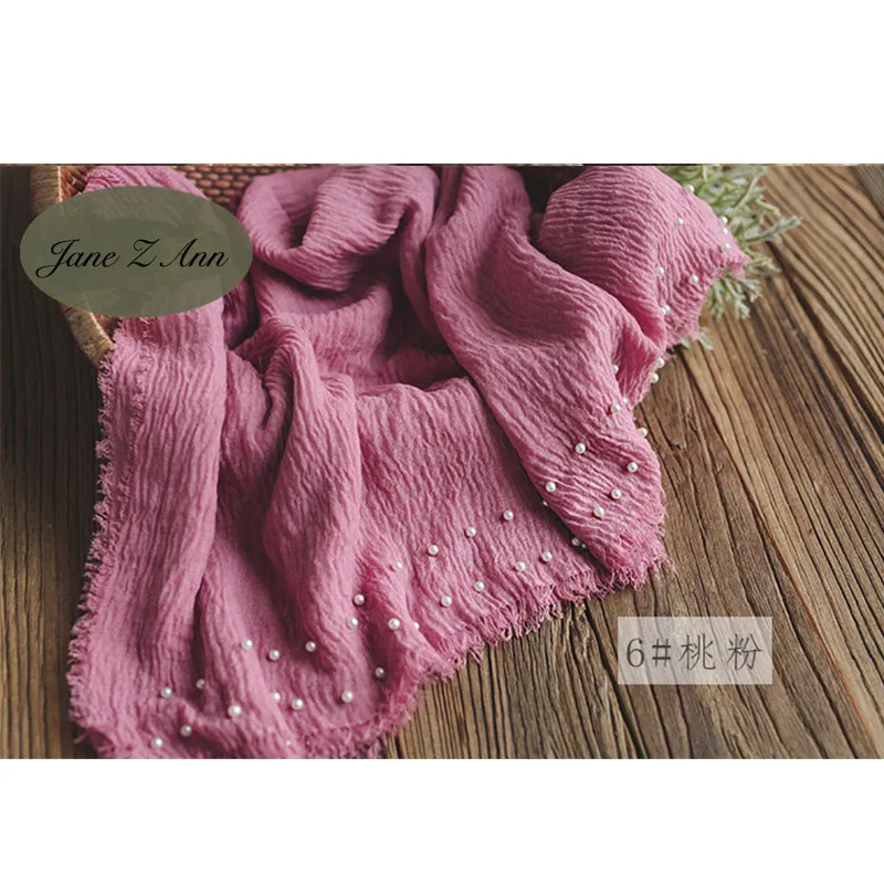peach pink Jane Z Ann/реквизит для фотосессии новорожденных детей, декоративные обертки с жемчугом, тонкая хлопковая линия одежды, аксессуары для студийной съемки 95x185 см - Цвет: peach pink