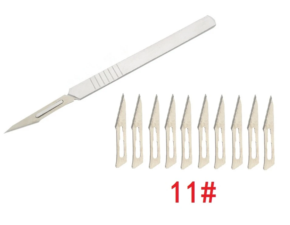 

50pcs blade+NO11 Knife Handle Wood Carving Tools Fruit Food Craft Engraving Knife Carbon Steel DIY Cutting Tool PCB Repair