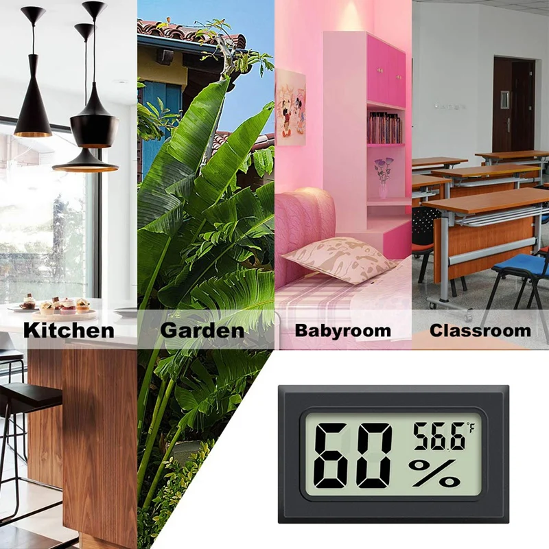 

Mini Hygrometer Thermometer, Suitable for Humidifiers, Greenhouses, Gardens, Basements, Wardrobes, Etc.-8Pc