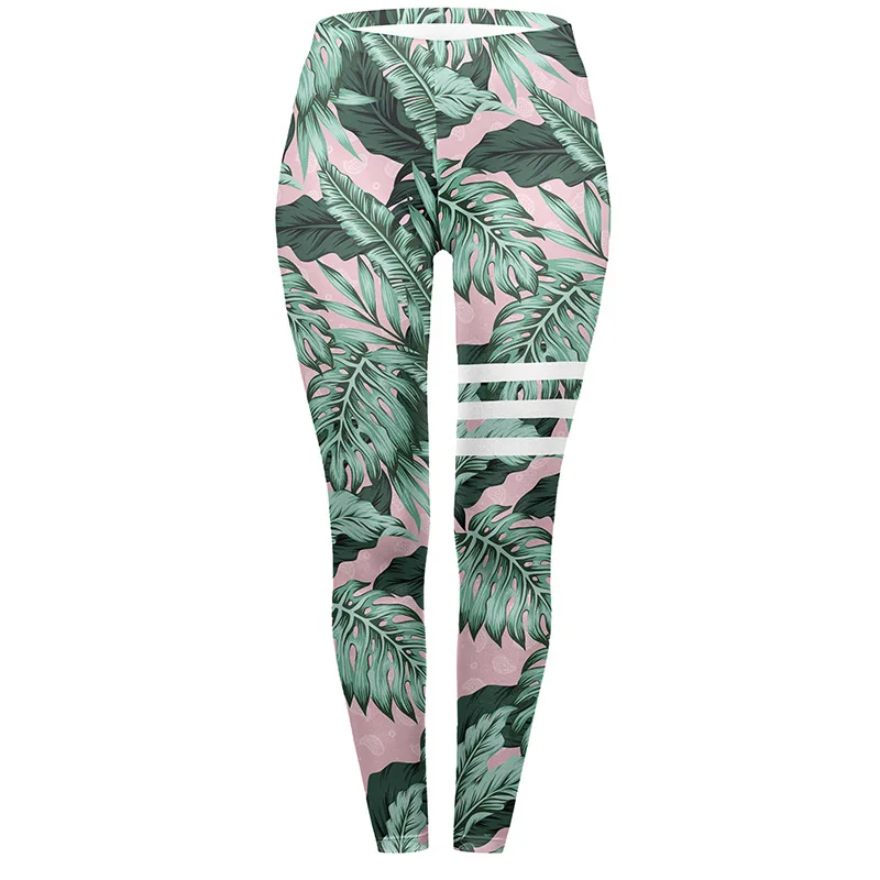 Sexy Women Legging leaf Printing Fitness leggins Fashion Slim legins High Waist Leggings Woman Pants