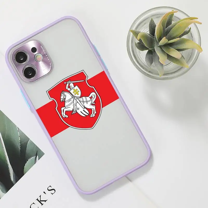 

Republic of Belarus National flag Phone Case For iPhone 12 11 Mini Pro XR XS Max 7 8 Plus X Matte transparent Purple Back Cover